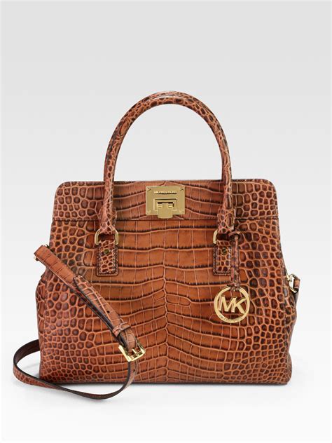 michael kors tan leather purse alligator|Michael Kors alligator purse sale.